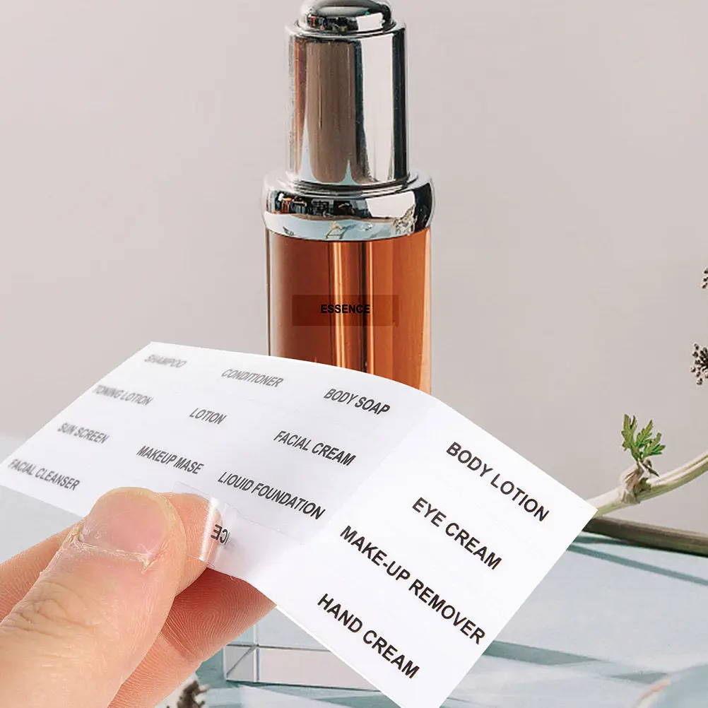 

20 Sheets Sub Bottle Labels Skincare Bottle Stickers Waterproof PVC Cosmetics Classification Label Travel Organizing
