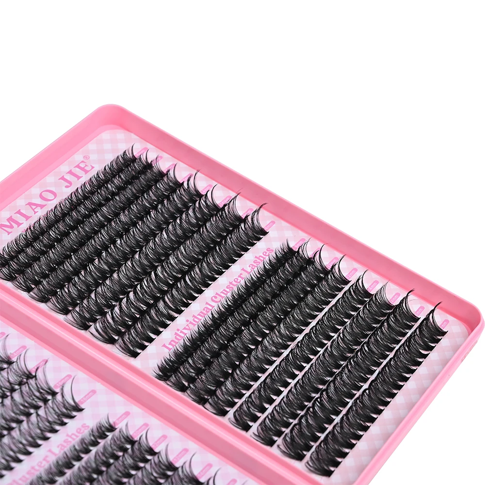 MIAOJIE DIY Eyelash Extension Kit 640pcs Individual Lashes Cluster D Curl, 8-16mm Mix Lash Clusters with Lash Bond and Seal and