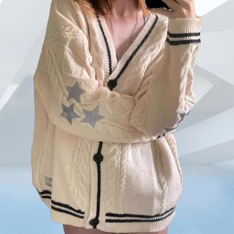 

Embroidered Open Cardigan Casual Loose Knitted Sweater Women's Autumn Winter New Sle Faionable Agel Chinese Faion