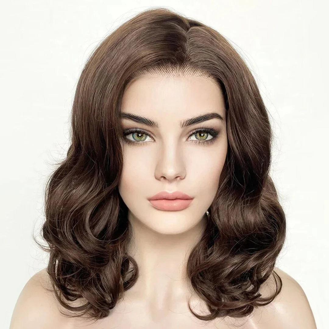 Glueless Bob 200Density Brown Natural Wave HD Lace Jewish 5x5 Silk Base European Human Hair Wig For Women BabyHair Preplucked