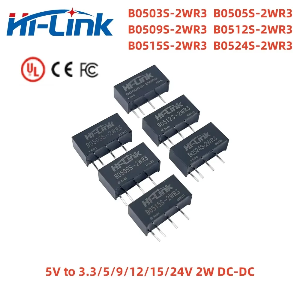 Hi-Link 5V ~ 3.3/5/9/12/15/24V 2W 출력 B0505S-2WR3 UL 인증 DCDC 전원 공급 장치 모듈 스텝다운 부스트업 컨버터