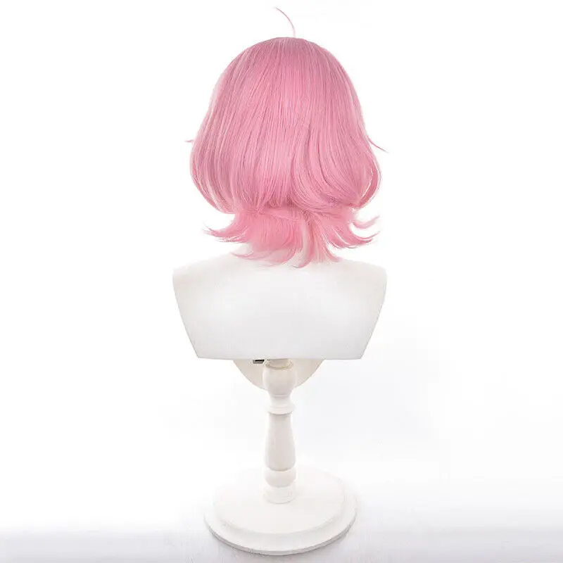 Dandadan Aira Shiratori Cosplay Perucas 37 cm Curto Reto Rosa Cabelo Sintético