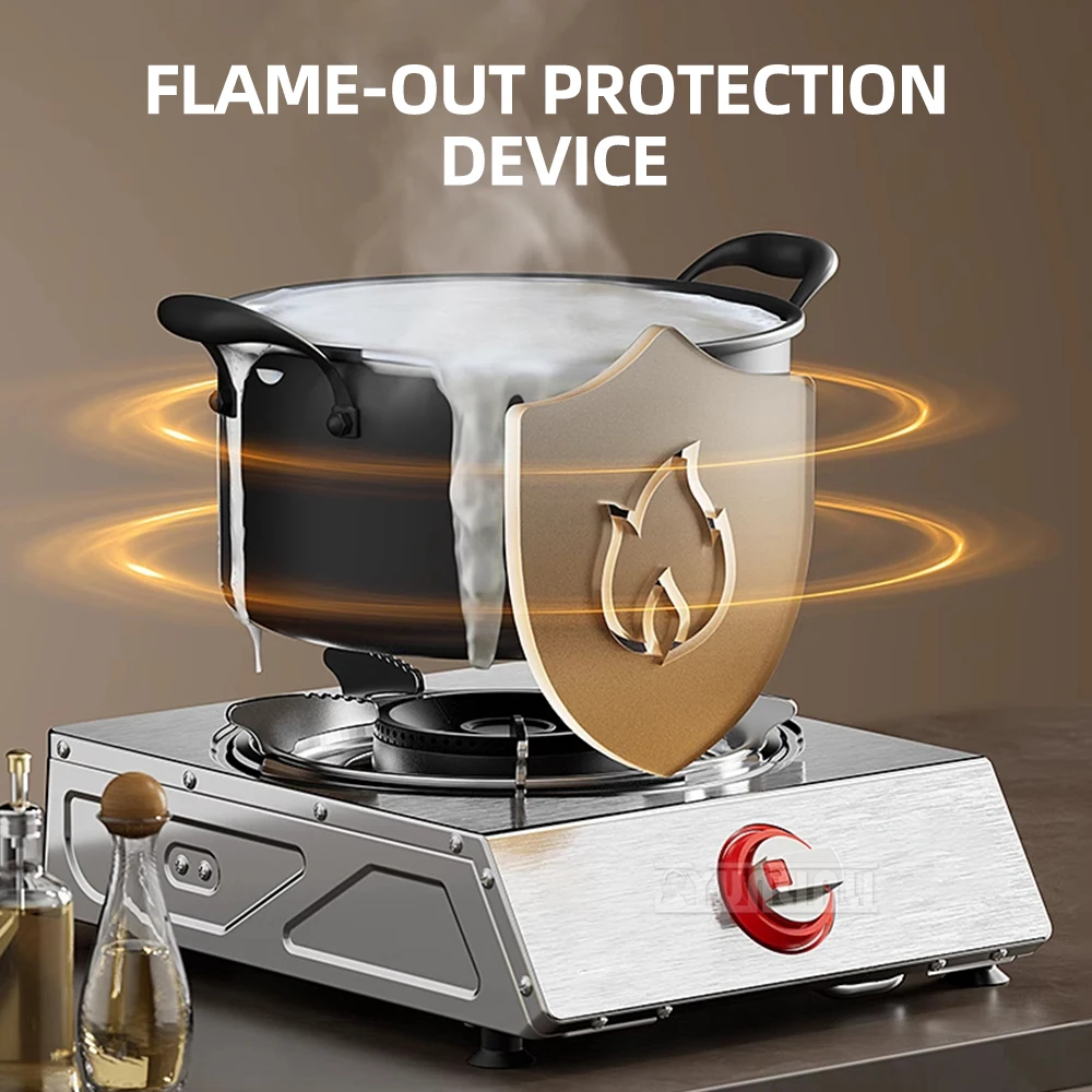 

Commercial Single Stove Stainless Steel Fogao Desktop Gas Stove Household Fierce Fire Cooking Cooktop