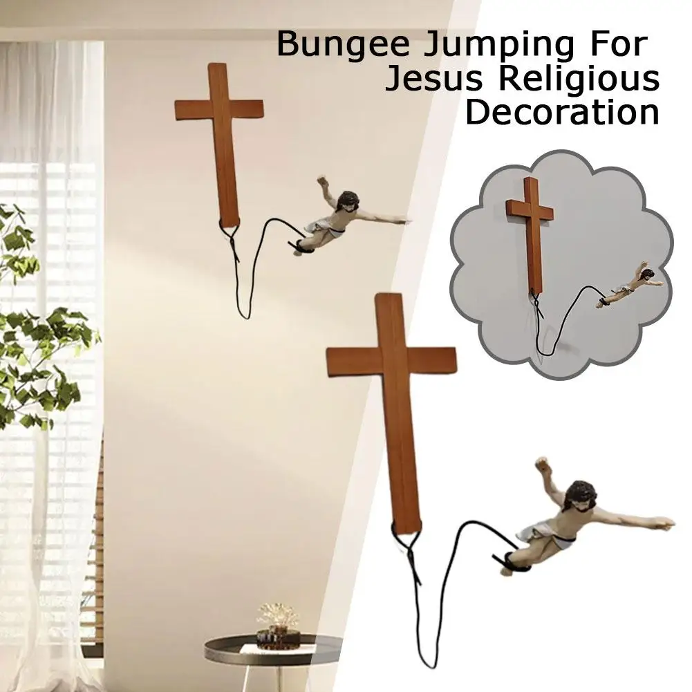 Hanging Ornaments Crafts - Bungee Jumping Jesus Easter Decorative Home Wall Unique Gifts Decoration - Religious Theme R3R8