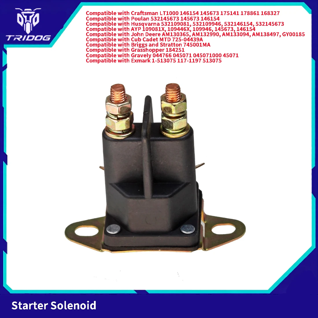 146154 145673 Starter Solenoid 12V for Craftsman LT1000 Poulan 532145673 Husqvarna 532146154 AYP 109081X John Deere Lawn Mower