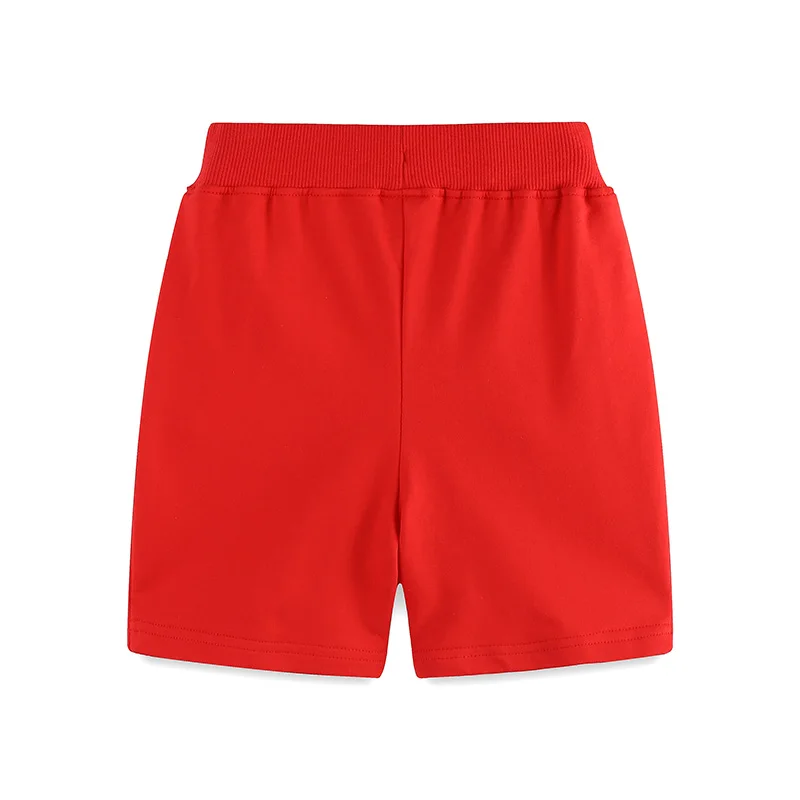 Single piece summer children\'s shorts with red pockets, fake drawstring, elastic middle pants 2-7Y