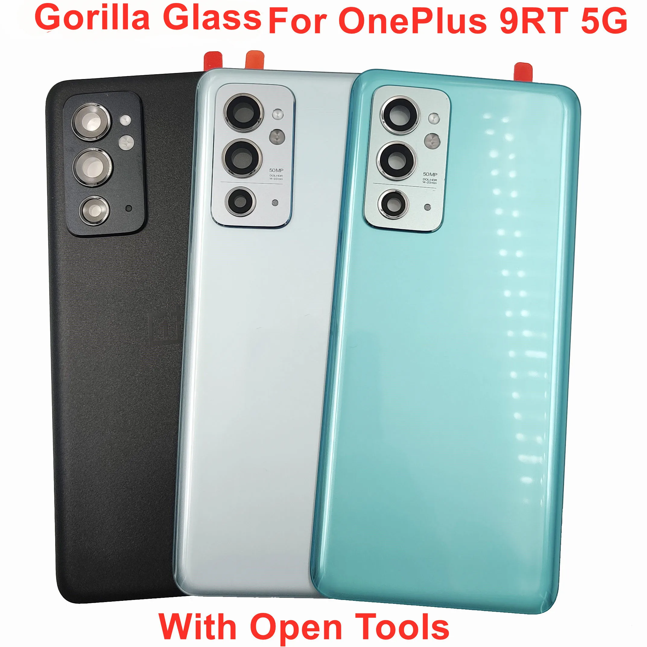 A+++ Gorilla Glass Back Door Lid For OnePlus 9RT 5G Hard Battery Cover Rear Housing Panel Case Shell With Camera Lens Adhesive