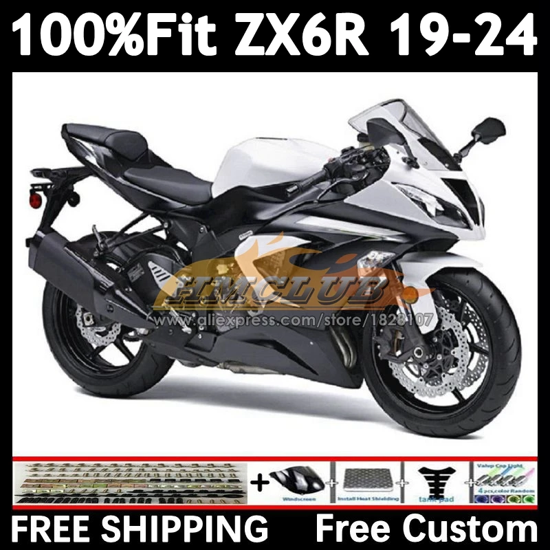 Body For KAWASAKI NINJA gloss white ZX-6R 2019 2020 2021 2022 2023 2024 160No.30 ZX 636 6R ZX636 ZX6R 19 20 21 22 23 24 Fairing