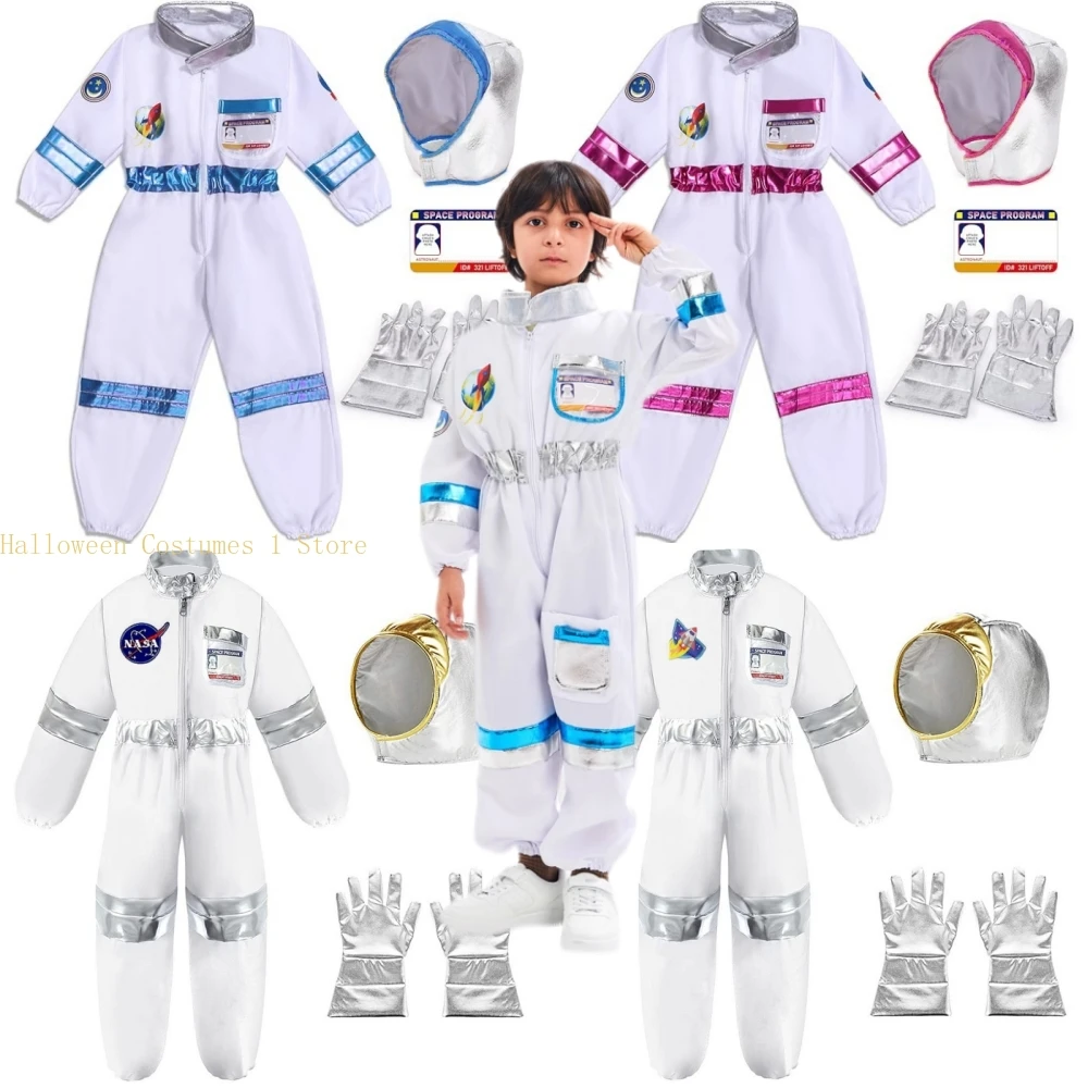 Garçons filles bleu rose astronaute de l'espace Cosplay Costume pour enfants Halloween carnaval Spacesuit combinaison enfants Spaceman Costumes