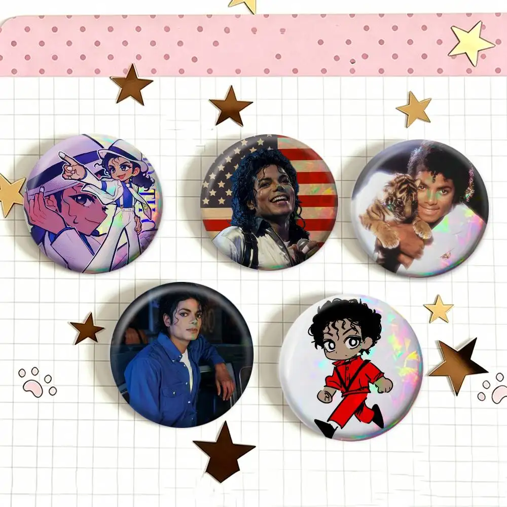 MJ Dance King Michael Jackson   Laser Badge Applicable For Backpack Clothes Hats Decor Creative Accessories