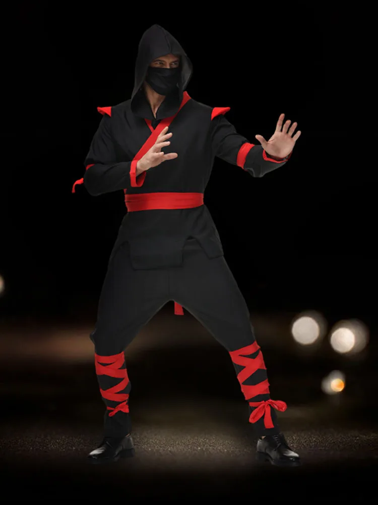 

Хэллоуин взрослый мужской костюм ниндзя пар маскарад сценическое представление черный самурайский костюм мужская нарядная одежда полиэстер