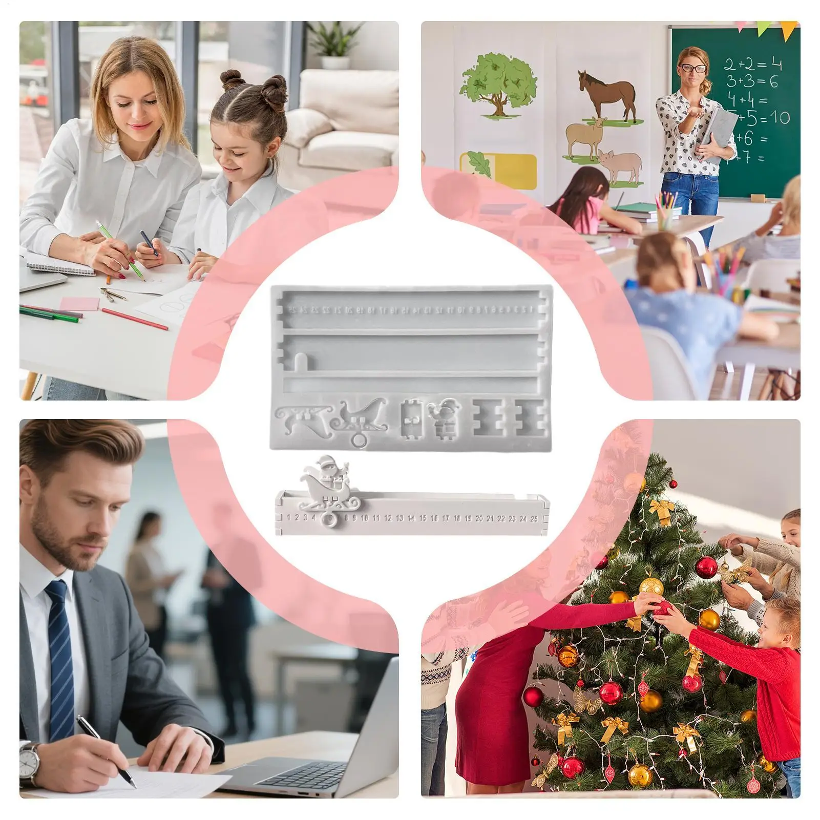 عيد الميلاد العد التنازلي قالب من السيليكون 25 يوم عطلة التقويم مجيء قالب الشوكولاته سهلة الإصدار لوازم الحرفية للبالغين الخبز