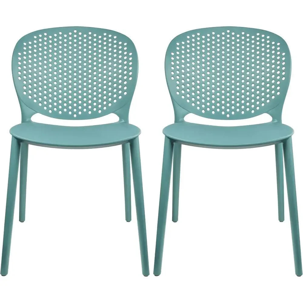 

Stackable Patio Dining Chairs - Weather-Resistant Plastic for Outdoor, Poolside, Porch, Balcony, Kitchen, Teal