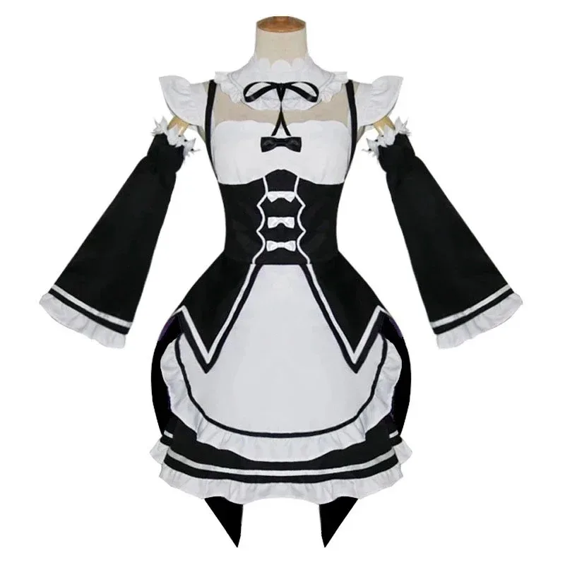 Anime Ram/Rem Cosplay Costume Re Life In A Different World From Zero Black Maid Outfit Halloween Costume Gift
