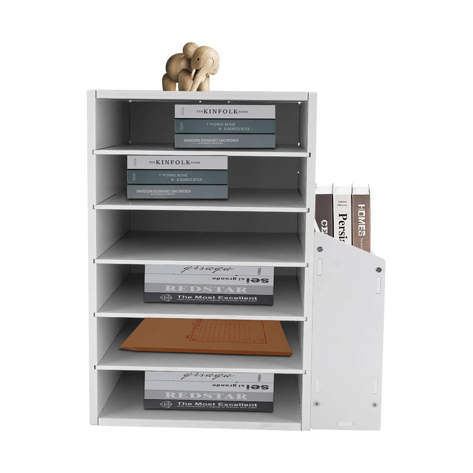 6 Tier Adjustable Countertop Mail Sorter, Literature Organization Paper Storage Slot, Office Desk File Organizer