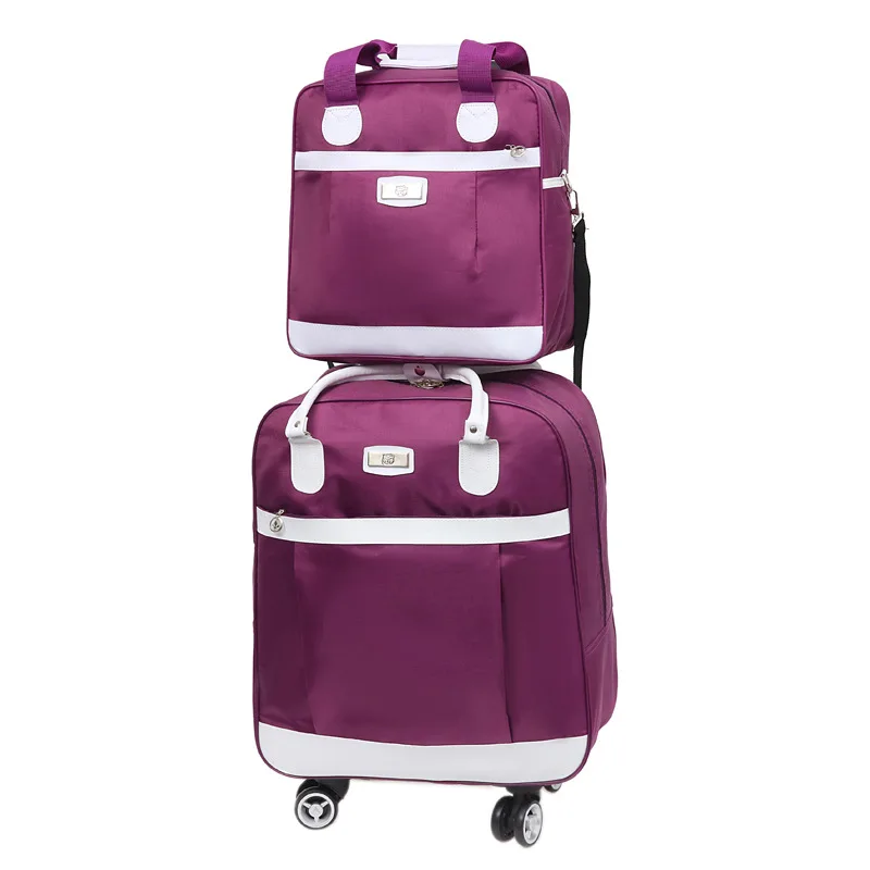 Wholesale 2 Pieces Luggage Duffel With 4 Wheels&Tote Handbag Set Waterproof Rolling Bag Soft Shell Suitcase Trolley for Travel