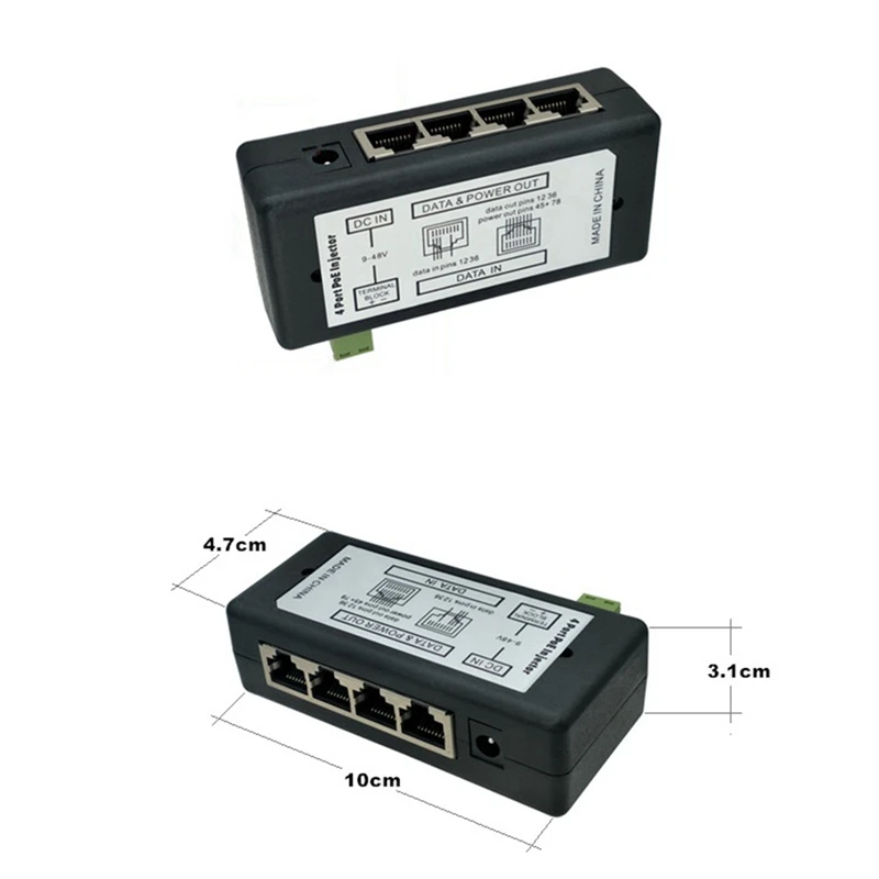 1 шт., 4-портовый централизованный блок питания POE для IP-камер видеонаблюдения, адаптер питания через Ethernet