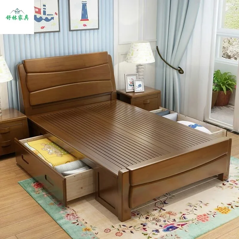 Manufacturer's direct sales of Chinese style solid wood bed,  rage high box bed