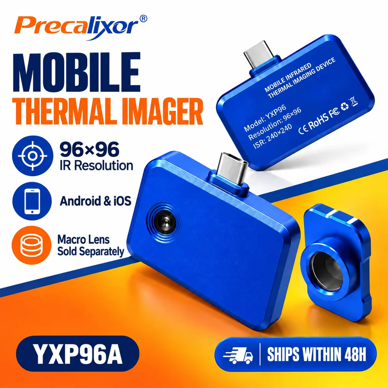 USB-C Thermal Camera 320x240 Infrared Imager, -4°F~1112°F ±3.6°F High Accuracy Thermal Imaging Camera for HVAC Electrical Home