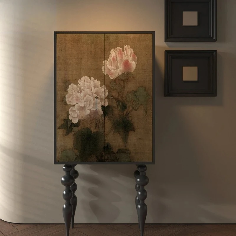 HLZ French medieval peony solid wood dining side cabinet