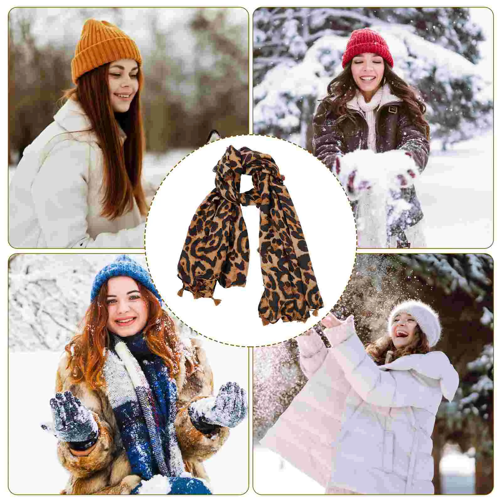 Shawl Long Scarf Women Leopard Accessories European and American Cotton Beige Miss