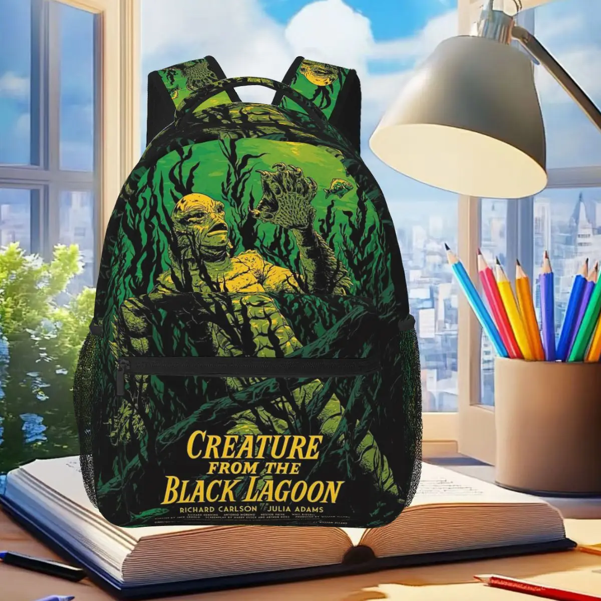 

Creature From The Black Lagoon Halloween Monster Backpack Student Boys Girls BookBag Children School Bag Computer Shoulder Bags