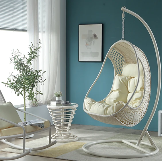 

Bed and Breakfast Balcony Iron Art Hotel Hanging Chair Courtyard Hanging Basket Rattan Chair Indoor Swing Hammock Dense Weaving