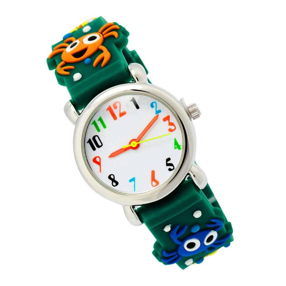 Стильные детские часы с героями мультфильмов для мальчиков, кварцевые регулируемые ремни, детские цифровые часы с рисунком крабов, океанские животные, время обучения