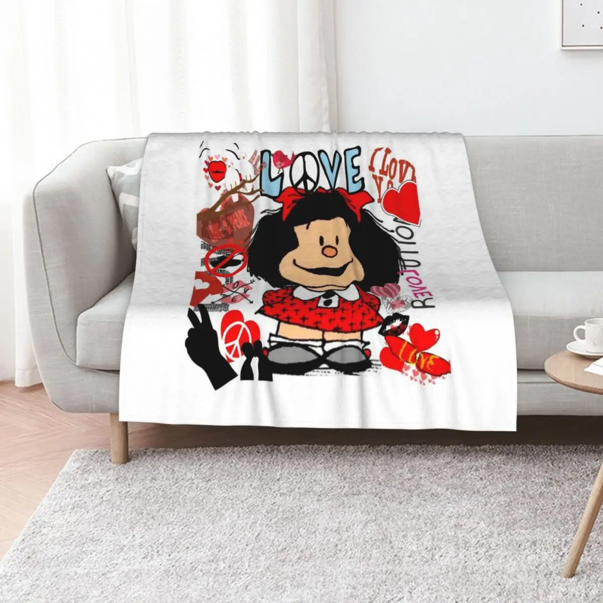 Love, love and mafalda surrounded by hearts Throw Blanket Luxury St Soft Plush Plaid Hairys Summer bed plaid Blankets