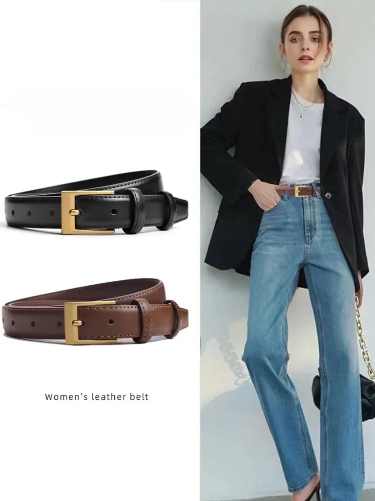 Cinto feminino de couro pu com fivela, cinto macio ajustável para cintura, cinto casual para calças jeans, presente para mulheres