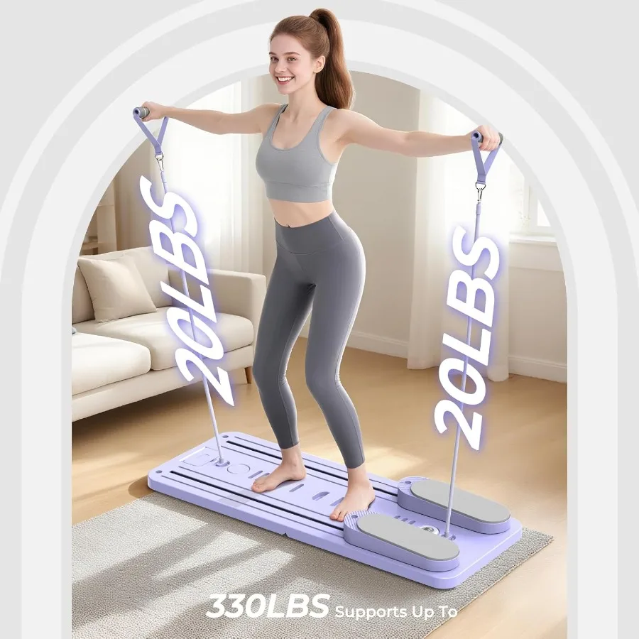 Multifunctional Pilates Board Pilates Reformer Sets 7-in-1 Foldable Pilates Reformer Machine for Home Workout with Timer Phone view 6