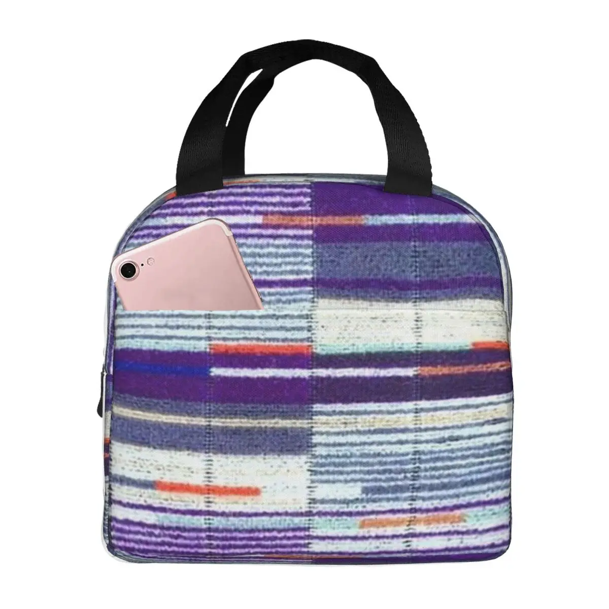 Elizabeth Line Underground Moquette Seat Cover Lunch Bags Insulated Bento Box Lunch Tote Picnic Bags Thermal Bag for Woman Kids