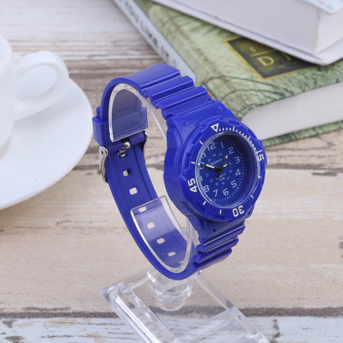 

Silicone Quartz Watch Kids Blue Arabic Numerals Children Sport Wristwatch Durable Precise Timekeeping For Boys Girls