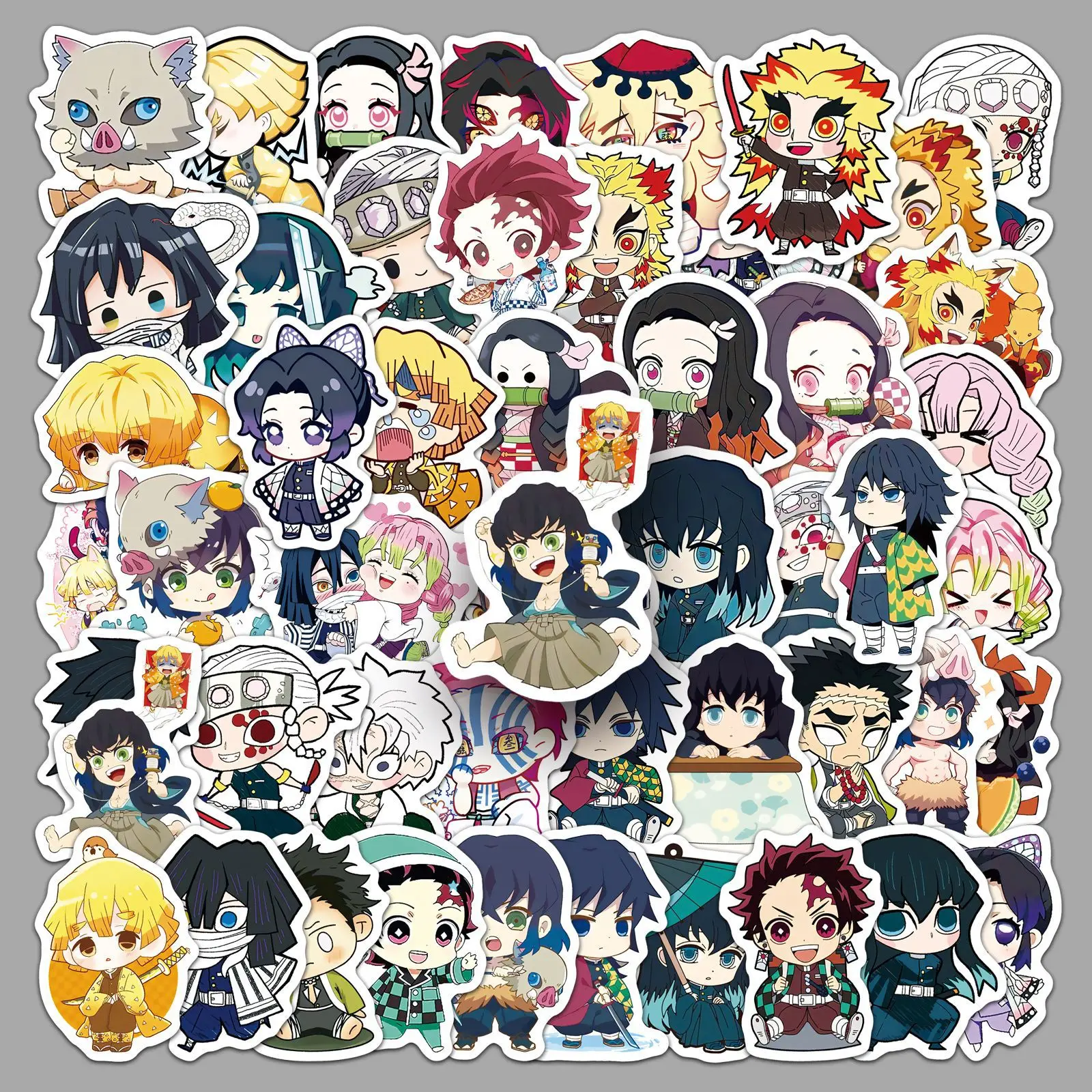 50PCS Cute Cartoon Anime Demon Slayer Anime Stickers Decoration Laptop Phone Suitcase Notebook Label Stationery Sticker