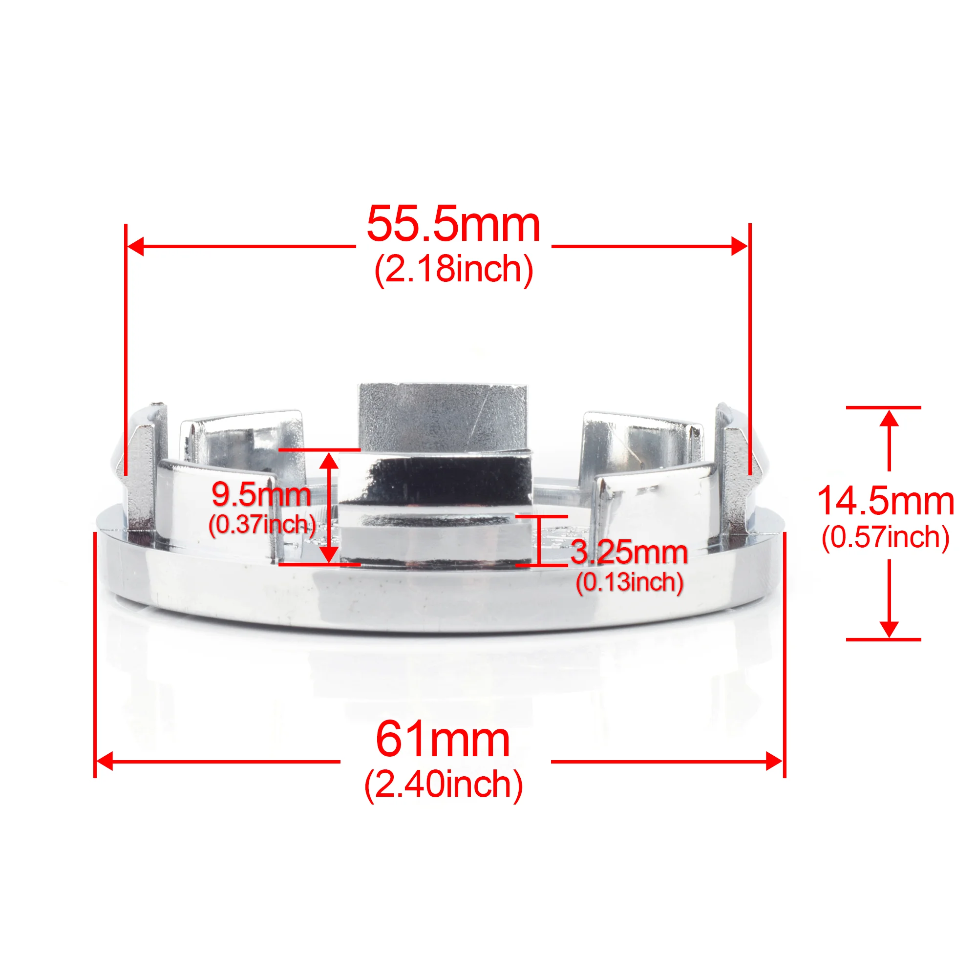 4 Pcs Chrome 61mm Standard Wheel Center Hub Cap for Alloy Rim Accessories 56mm Emblem Badge Holders