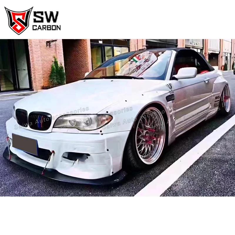 Car Wide Body Kit For BMW E46 M3 Sedan 2/4 Door FRP Material Rocket Bunny Style Front Lip Rear Fender Trunk Spoiler Bodykit - view 4