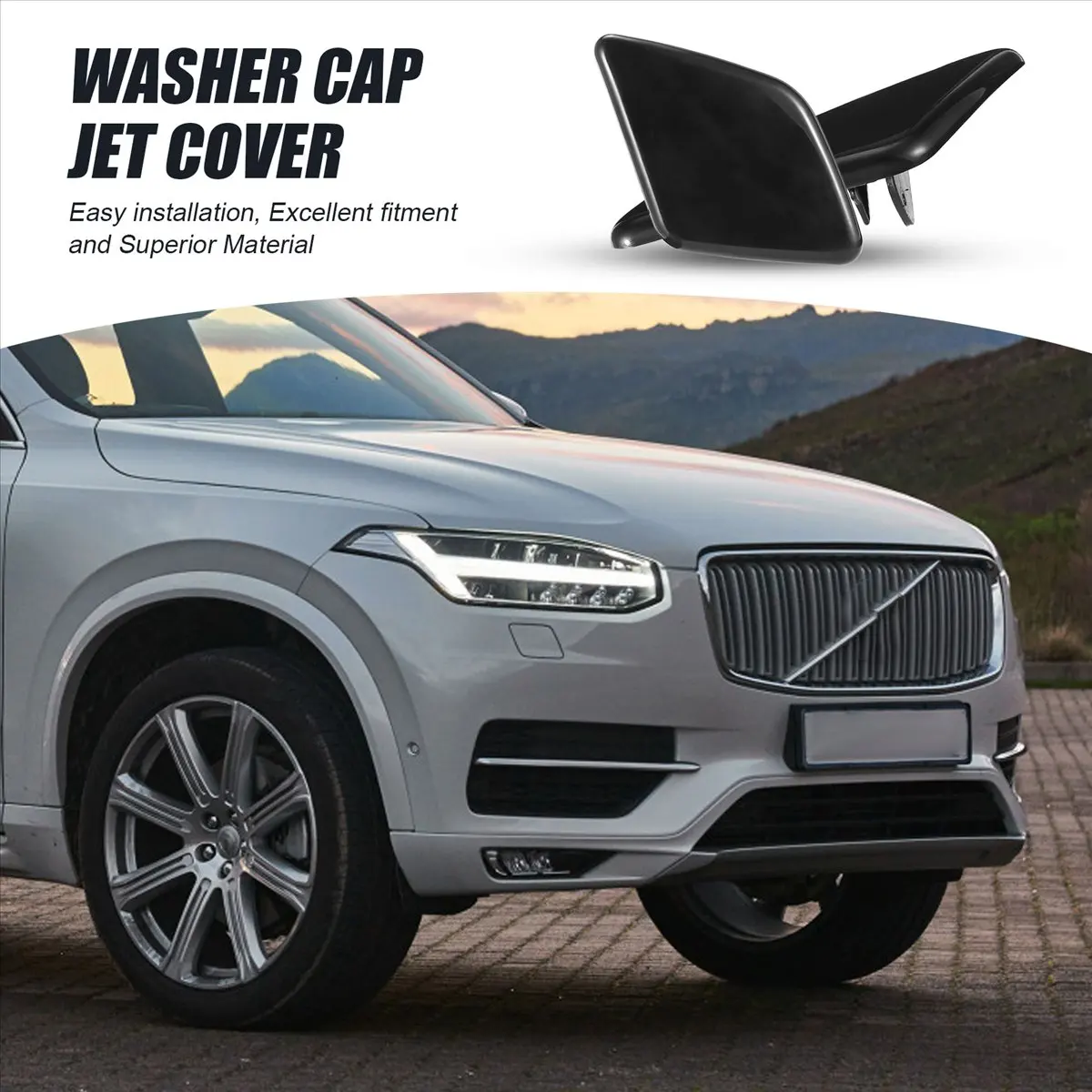 Super Sale Pair L+R Side Headlight Bumper Washer Cap Jet Cover for Volvo XC90 2007-2014 - view 5