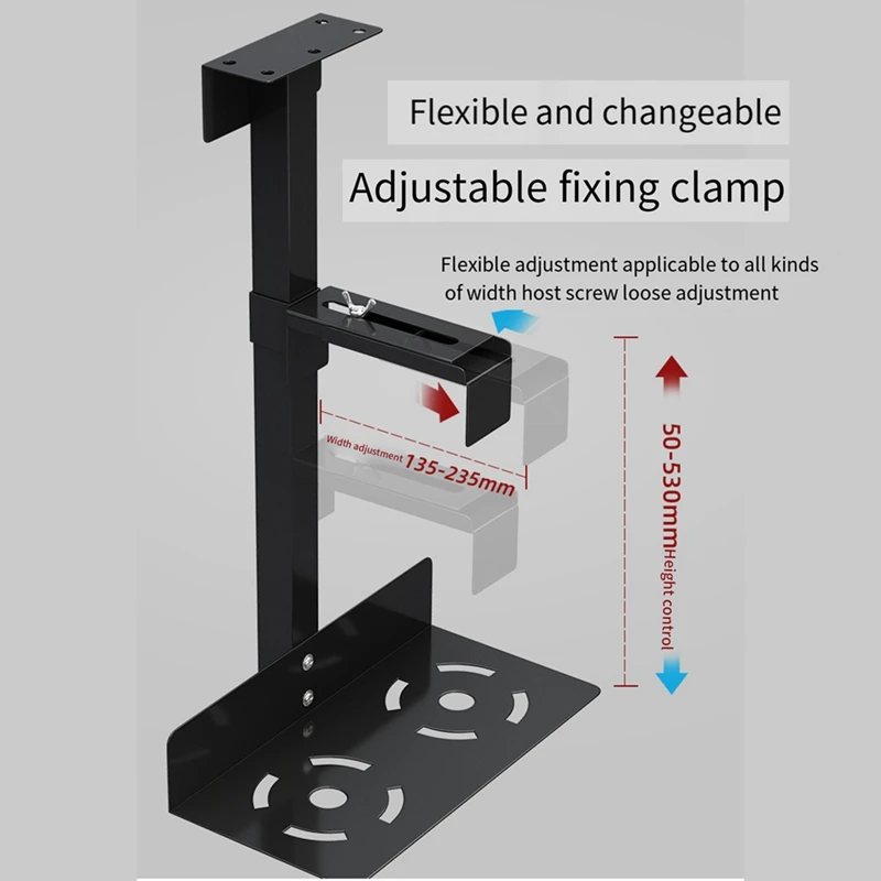 Imagem -05 - Universal pc Case Titular Ajustável Host Box Stand Versátil sob a Mesa ou Wall Side Mount Cpu Stand Lift