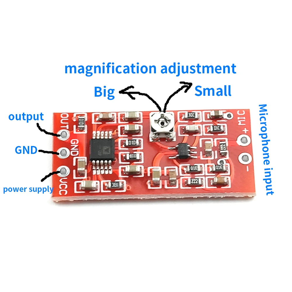 MAX4466 Electret Microphone Amplifier Board – Microphone Module with SSM2167 Voice-Compressed Audio Amplifier Board