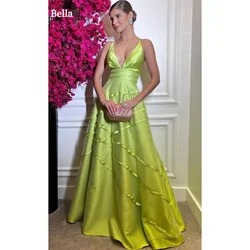 Bella V Neck Spaghetti Strapless A-Line robes de soirée Floor-Length Exquisite Evening Dresses Valentines Day Wedding Dress