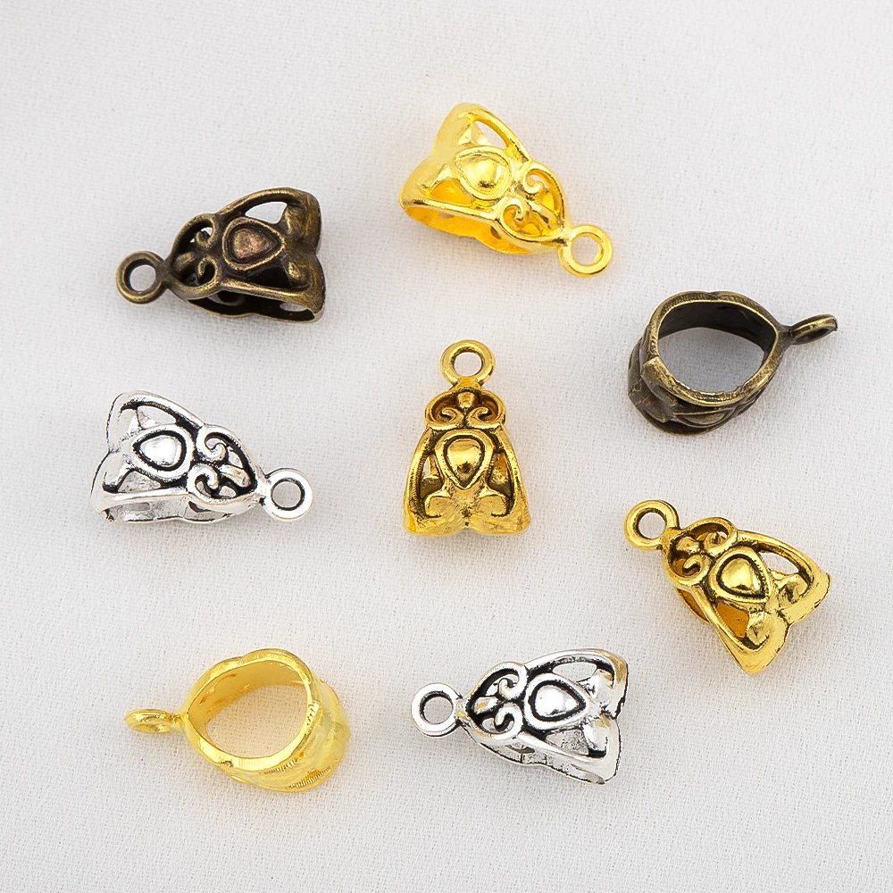 

20pcs 13x8x8mm Hollow Beads Bails Pendants End Caps Antique Tone Beads Cone Connectors for DIY Jewelry Making Supplies Wholesale