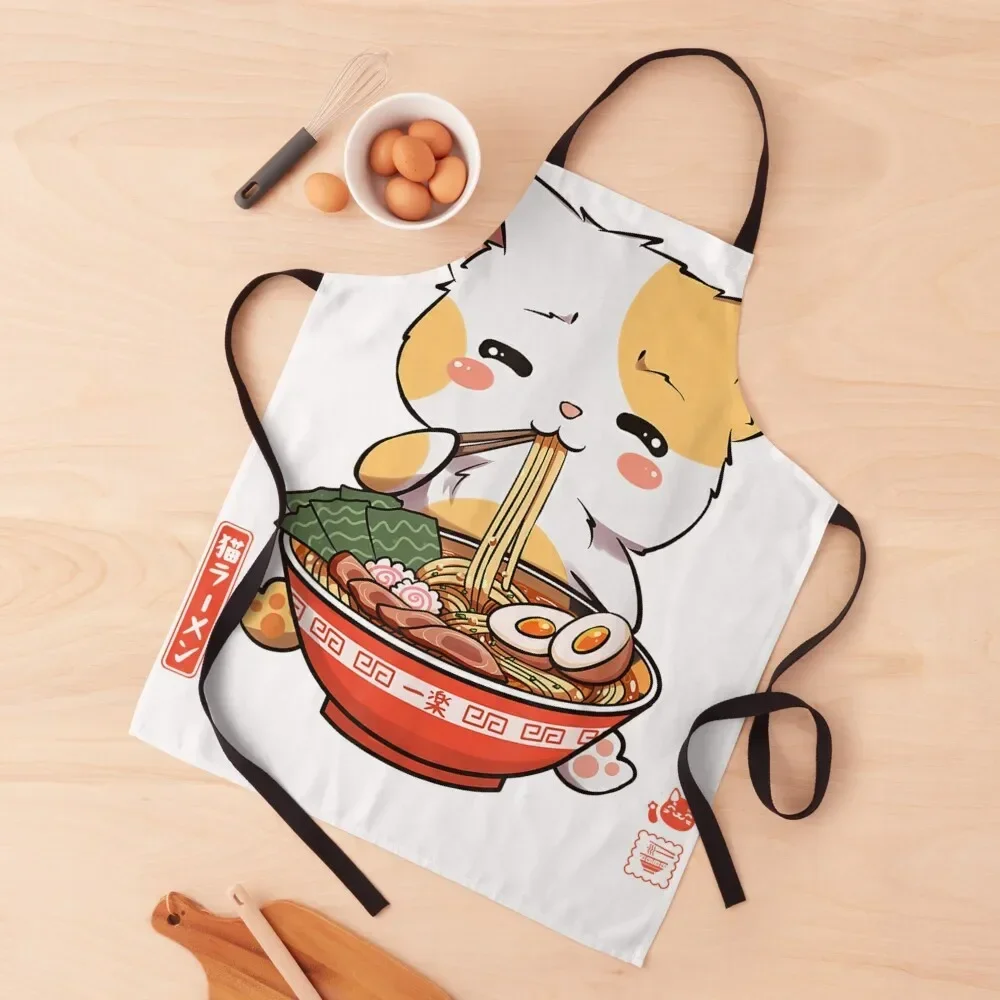 

Kawaii Neko Ramen Cute Ramen Cat Japanese Noodle Funny Anime Apron Chef Accessory Kitchen Women Men'ss Apron