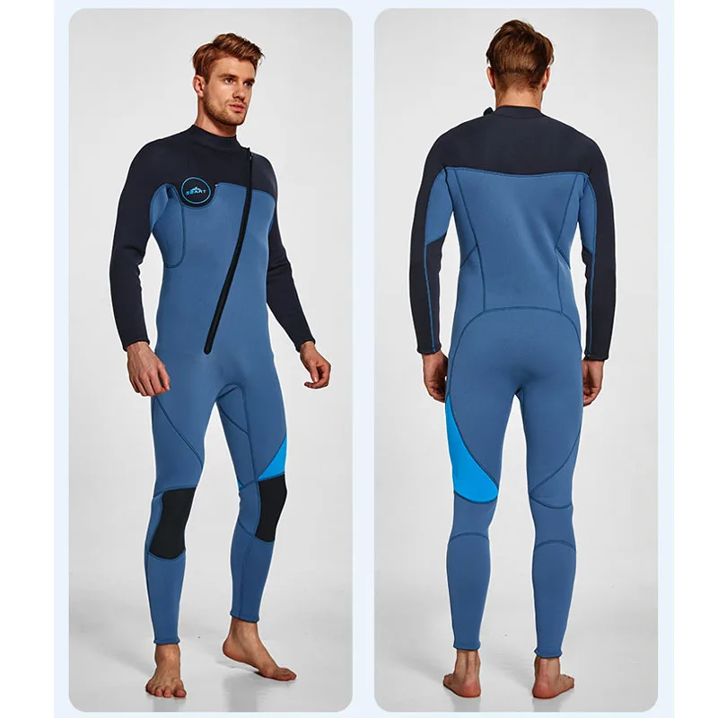 Ultra Stretch 3mm Neoprene Wetsuit, Front Zip Full Body Diving Suit, One Piece for Men-Snorkeling, Scuba Diving Swimming, Surf