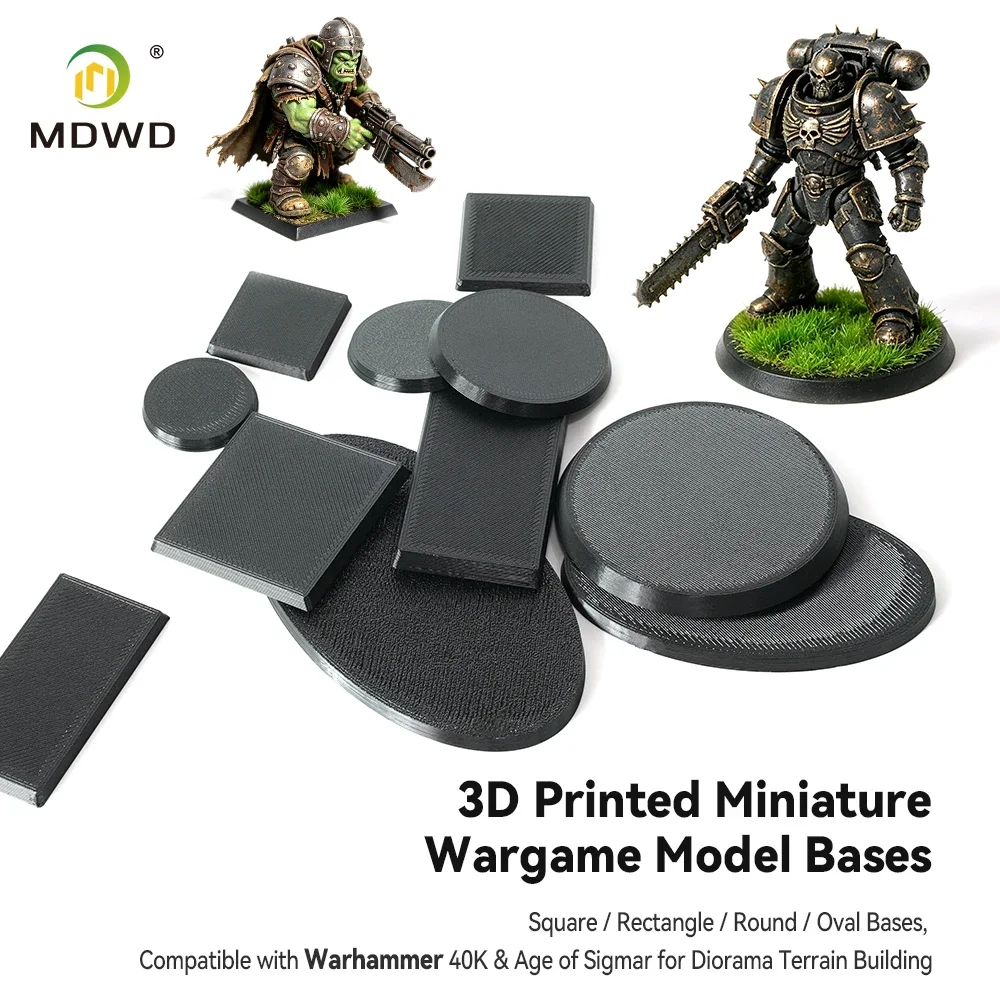 3D Printed Wargame Model Bases, Round Square Miniature Figure Base for Warhammer Tabletop Wargaming Hobby DIY Model Accessories