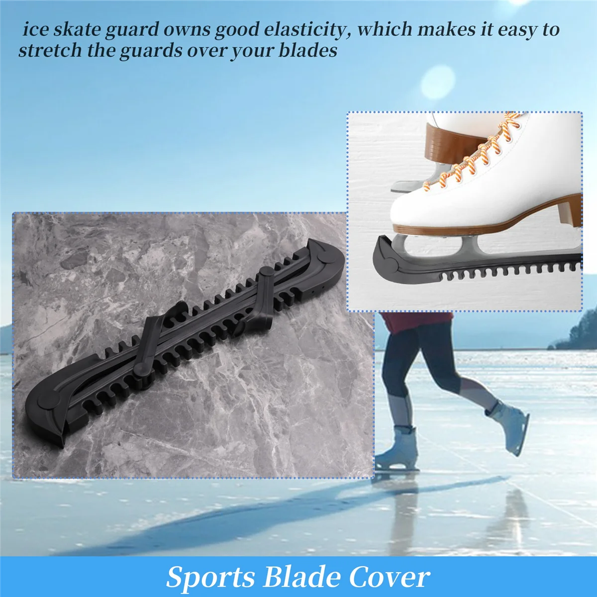 Ice Skate Blade Protectors,Universal Ice Skate Blade Cover Hockey Skate Guards with Adjustable Buckle for Skating XQ
