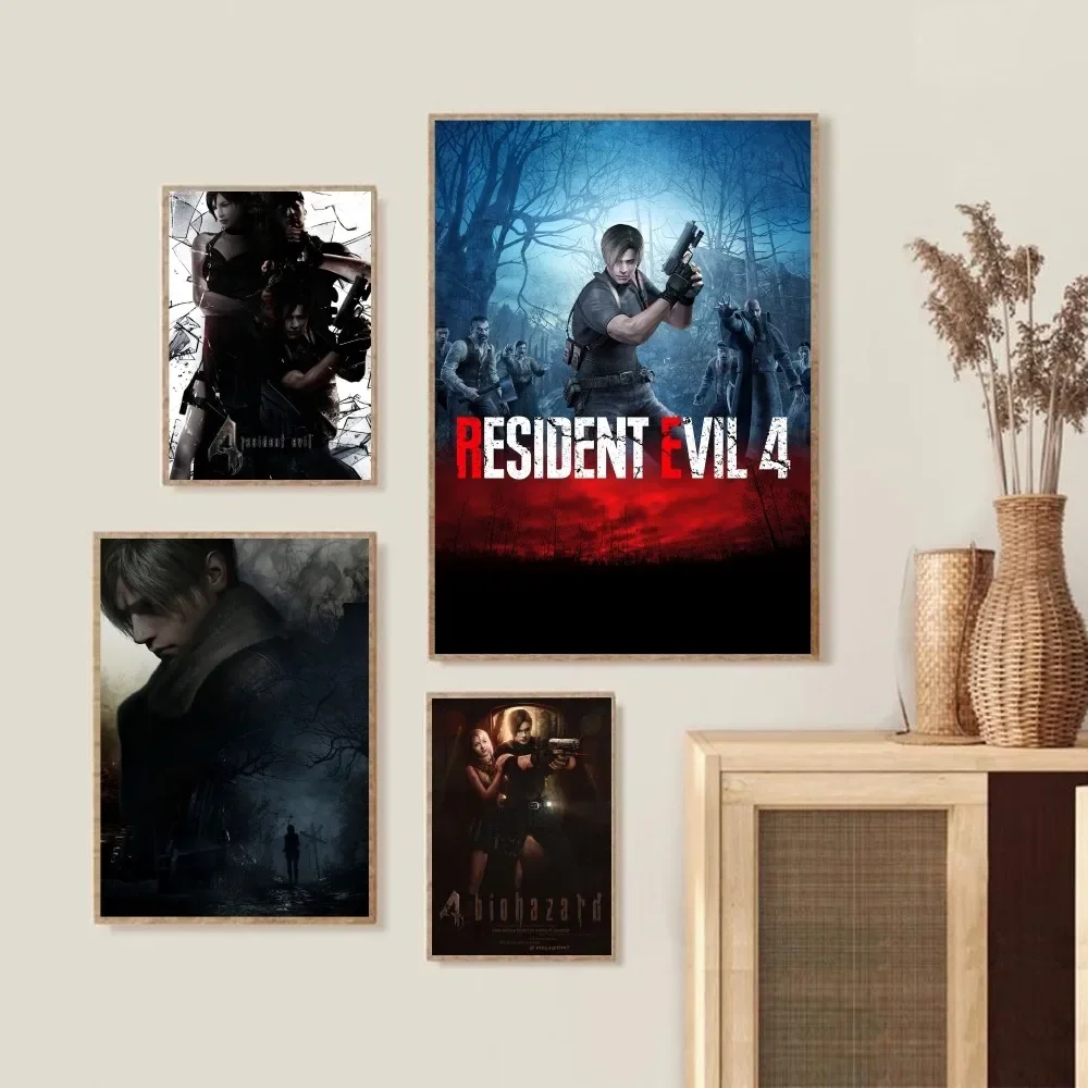 1pc Game Resident Evil 4 Poster Art Poster Waterproof Paper Sticker Coffee House Bar Room Wall Decor