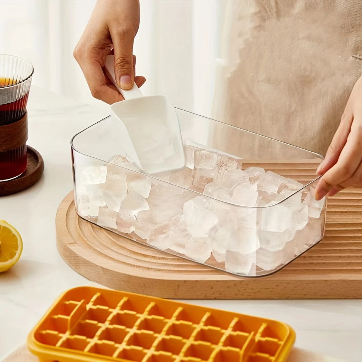 64-Cube Ice Cube Tray With Lid And Bin - Freezer-Safe, No Power Needed, Perfect For Whiskey & Cocktails