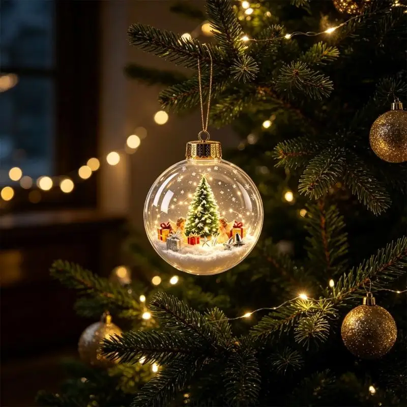 Leuchtende Weihnachtskugel-Ornament mit 3D-Szene für Weihnachtsbaum-Eingänge, Styling 3XUF – Detail 5