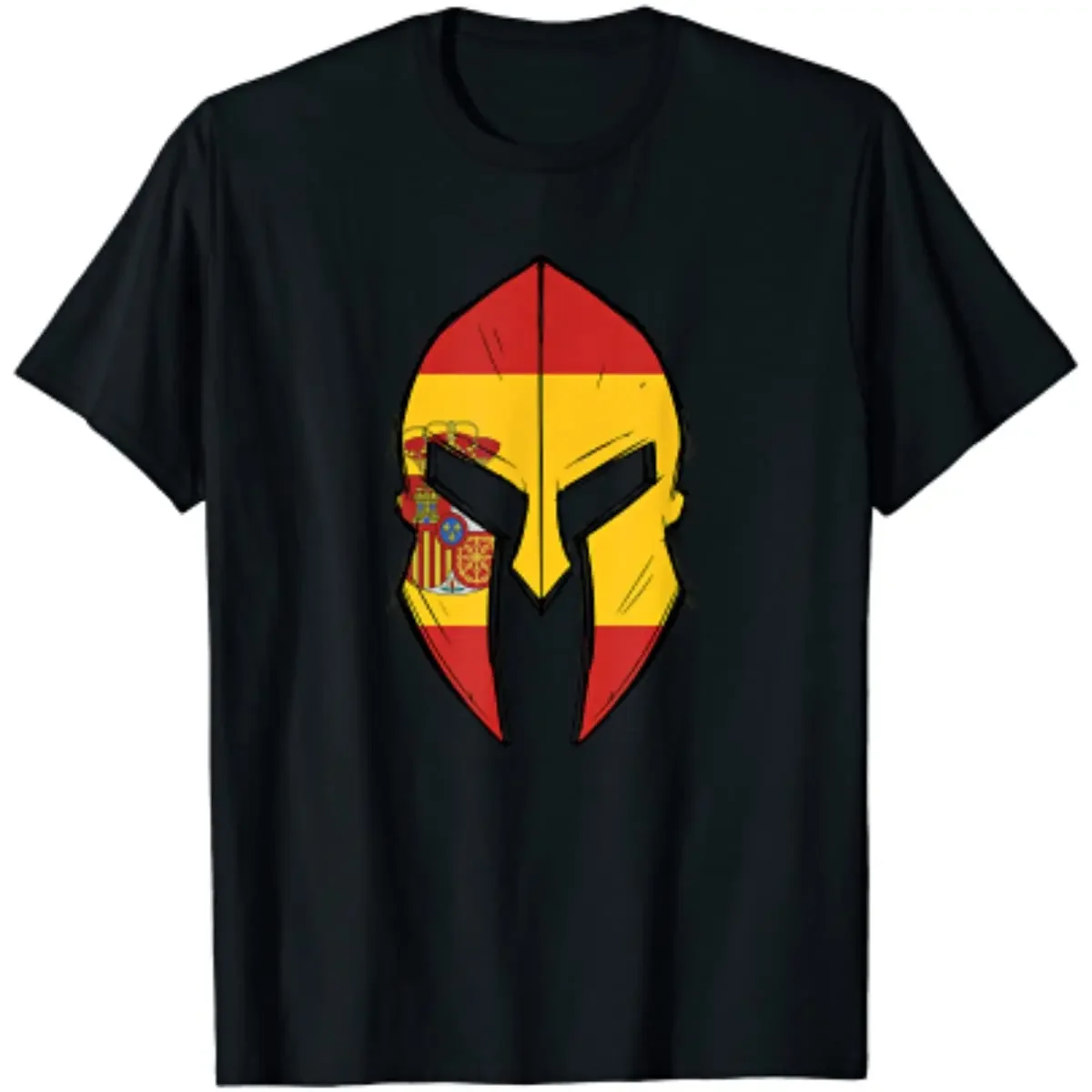 

Spain Flag In Spartan Warrior Helmet Men T-Shirt Short Sleeve Casual 100% Cotton O-Neck Men's T Shirt