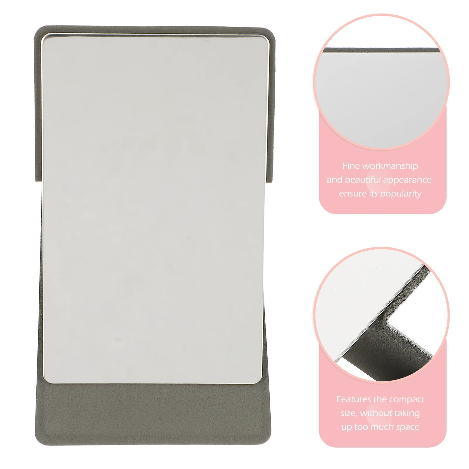 

1 set Stainless Steel Mirror PU Folding Makeup Foldable Mirror Travel Size Lightweight Durable Red
